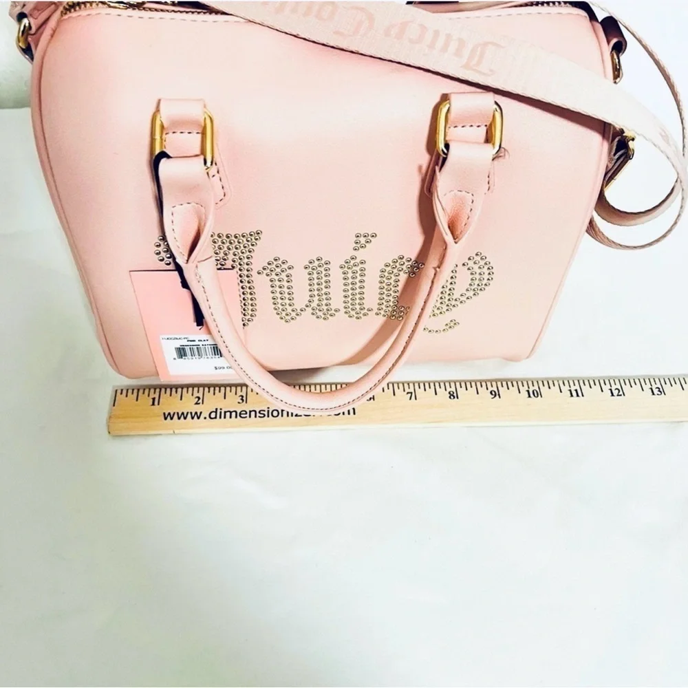 NWT Juicy Couture Pink Satchel Crossbody Diamond Embellishment Logo Thick Strap